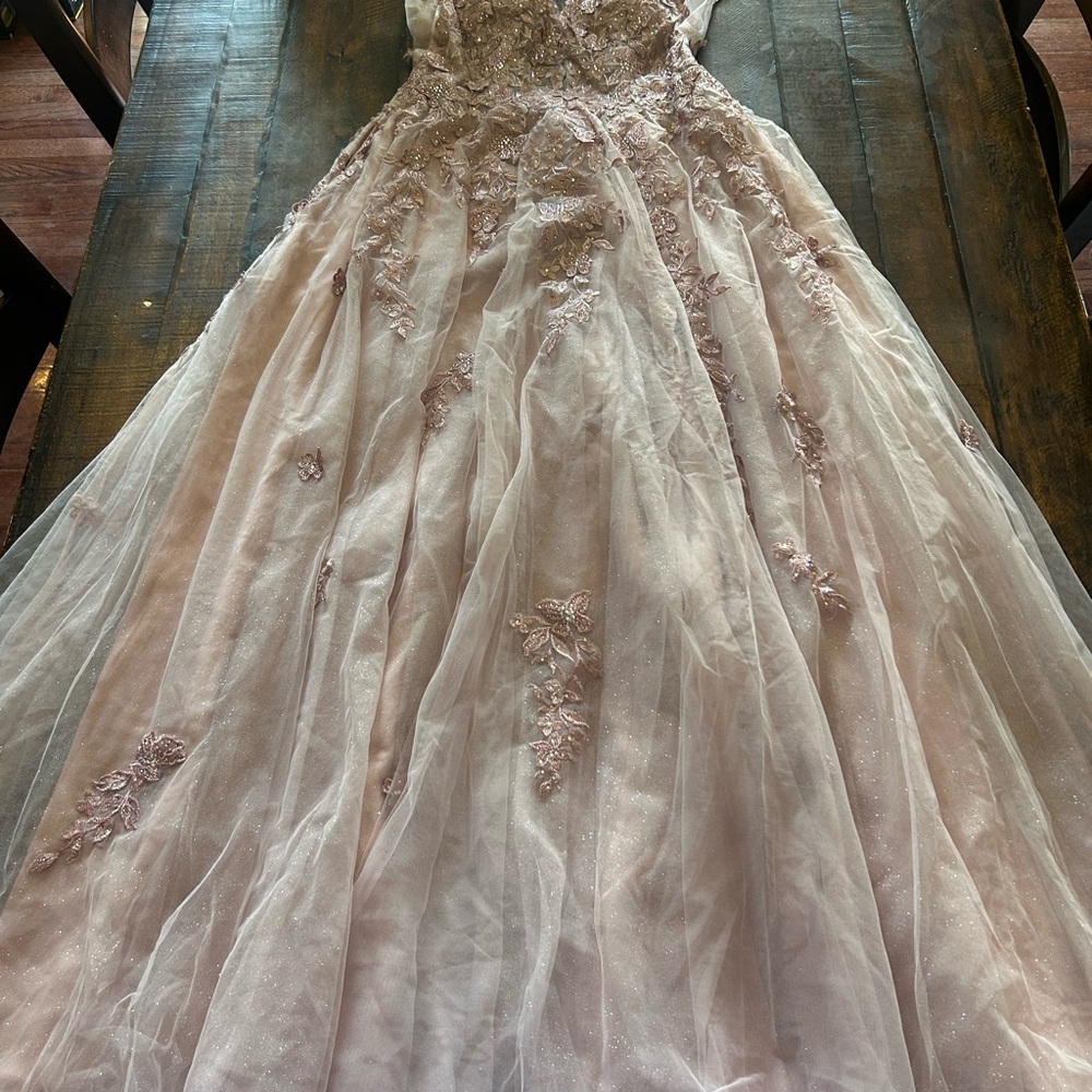 Ellie Wilde Pink Floral Embellished Prom Dress